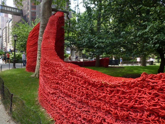 Red Yellow and Blue by Orly Genger at Madison Square Park